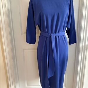 DVF Blue stretchy silk Dress Size 12 runs small